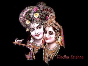 Krishna And Radha Black Aesthetic Picture Wallpaper