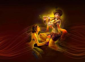 krishna and radha in the form of a woman Wallpaper