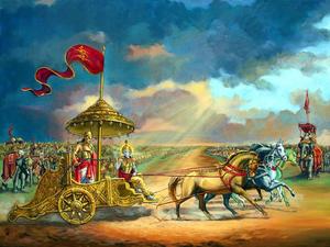 Krishna Arjun Leading The Kurukshetra War krishna arjun wallpaper
