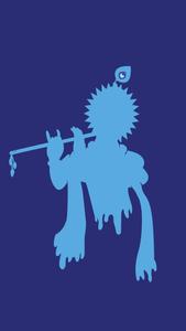 Krishna Phone Minimalist Blue Aesthetic Silhouette krishna phone wallpaper