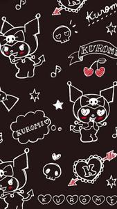 Kuromi iPhone Doodles On Black kuromi iphone wallpaper