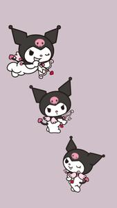 Kuromi iPhone On Plain Gray kuromi iphone wallpaper