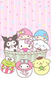 Kuromi With Hello Kitty And Friends Wallpaper