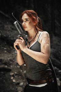 Lara Croft Cosplay With Gun gun wallpaper
