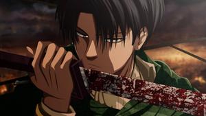 Levi Ackerman slashes at his foes with his prized sword. attack on titan wallpaper