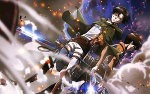 Levi and Eren in the Last Stand attack on titan wallpaper