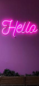 Light Purple Aesthetic Hello In Neon light purple aesthetic wallpaper