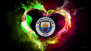 Light up the City of Manchester with the Manchester City Neon Heart Logo manchester city wallpaper