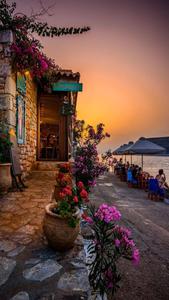 Limeni Village Sunset And Flower Mobile flower mobile wallpaper