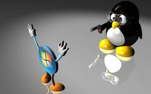Linux Penguin Vs. Windows linux wallpaper