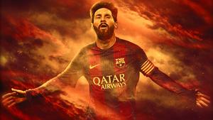 Lionel Messi brings the heat as he unleashes a fiery orange flame! messi wallpaper