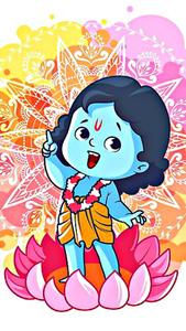 Little Krishna Colorful Flower little krishna wallpaper