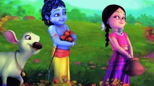 Little Krishna In Apple Farm little krishna wallpaper