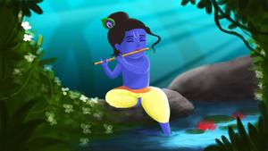 Little Krishna In Rock little krishna wallpaper