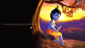 Little Krishna In Sunset little krishna wallpaper