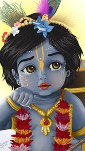 Little Krishna With Floral Necklace little krishna wallpaper