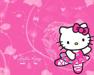 Look at this graceful ballerina, dressed up in her pink Hello Kitty dress! Wallpaper