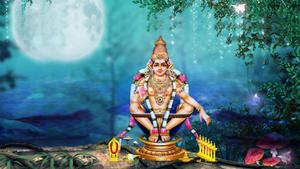 Lord Ayyappa In Forest At Night lord ayyappa wallpaper