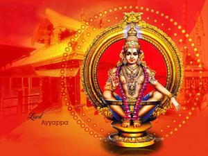 Lord Ayyappa On Temple Tinted With Orange lord ayyappa wallpaper