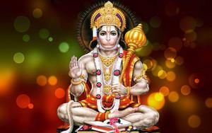Lord Hanuman With Crown And Scepter HD Wallpaper