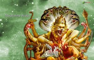 Lord Narasimha Green Background lord narasimha wallpaper