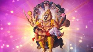 Lord Narasimha Pink Background lord narasimha wallpaper