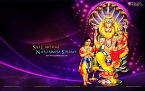 Lord Narasimha Purple Background lord narasimha wallpaper