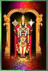 Lord Venkateswara With Red Patterns