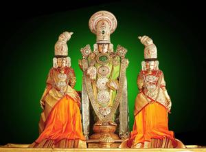 Lord Venkateswara With Two Statues lord venkateswara wallpaper