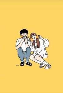 Love Cute Couple Yellow Art love cute couple wallpaper