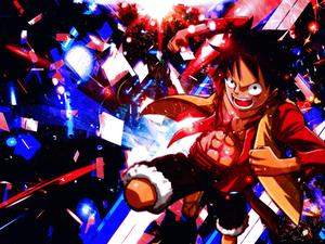 Luffy On Red Blue Background luffy wallpaper