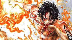 Luffy unleashes his fiery power Wallpaper