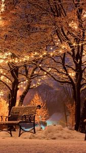 Luminous Bench Winter iPhone winter iphone wallpaper