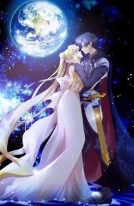 Luna shows Usagi the power of the Moon sailor moon wallpaper