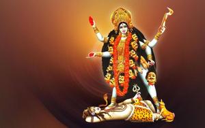 Maa Kali On Shiva Red And Orange maa kali wallpaper
