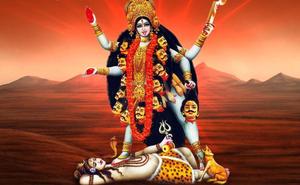 Maa Kali On Shiva Red Desert maa kali wallpaper