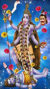 Maa Kali Shiva Blue Galaxy With Flowers maa kali wallpaper