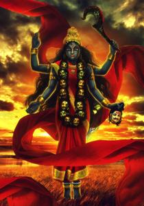 Maa Kali With Red Ribbon Orange Sky maa kali wallpaper
