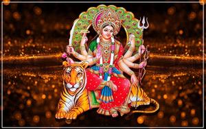 Maa Sherawali Deity Glitter Aesthetic maa sherawali wallpaper