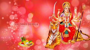 Maa Sherawali Deity Red Bokeh Background maa sherawali wallpaper