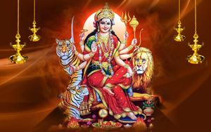 Maa Sherawali With Tiger And Lion maa sherawali wallpaper