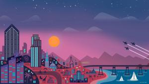 Magical Evening in a Cute Aesthetic City cute aesthetic wallpaper