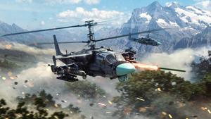 Majestic Flight - A Helicopter Hovering High Wallpaper