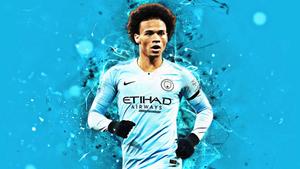 Man City's Leroy Sane makes an artistic play for the ball. manchester city wallpaper