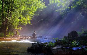 Man Fishing In River fishing wallpaper