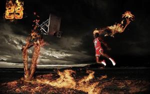 Michael Jordan Soars High with a Spectacular Slam Dunk michael jordan wallpaper