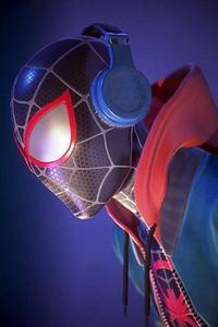 Miles Morales Blue Headphones miles morales wallpaper