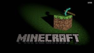 Minecraft Logo On Dark Green Field minecraft logo wallpaper