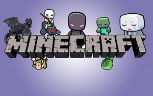 Minecraft Logo With Cartoon Characters minecraft logo wallpaper