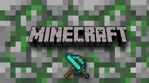 Minecraft Logo With Sword And Pickaxe minecraft logo wallpaper